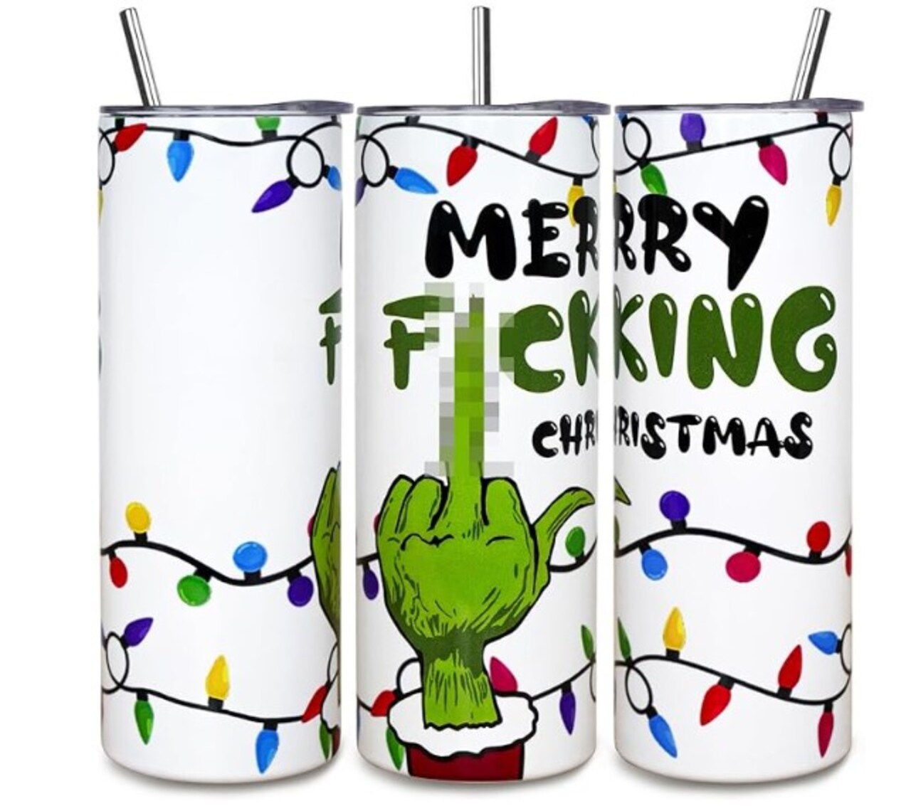Stainless Steel Vacuum Insulated Christmas Coffee Tumbler, Cartoon Travel Mug Cup, Christmas Decor Gifts for Women, 20oz Christmas Skinny Tumblers with Lid and Straw